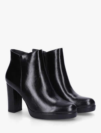 Bottines en simili à talon haut - Noir - 4