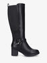 Bottes élastiquées en simili à talon - Noir - 5