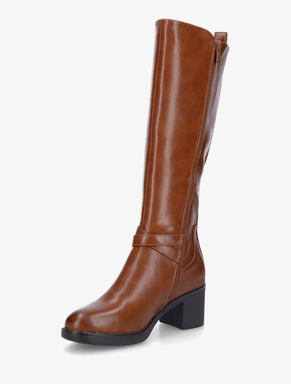 Bottes élastiquées en simili à talon - Camel - 3