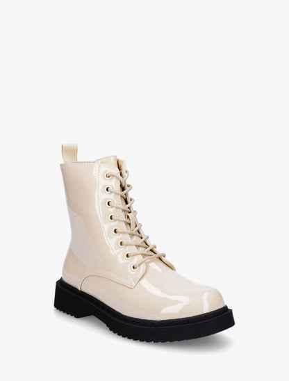 Bottines montantes vernies à lacets - Beige - 2