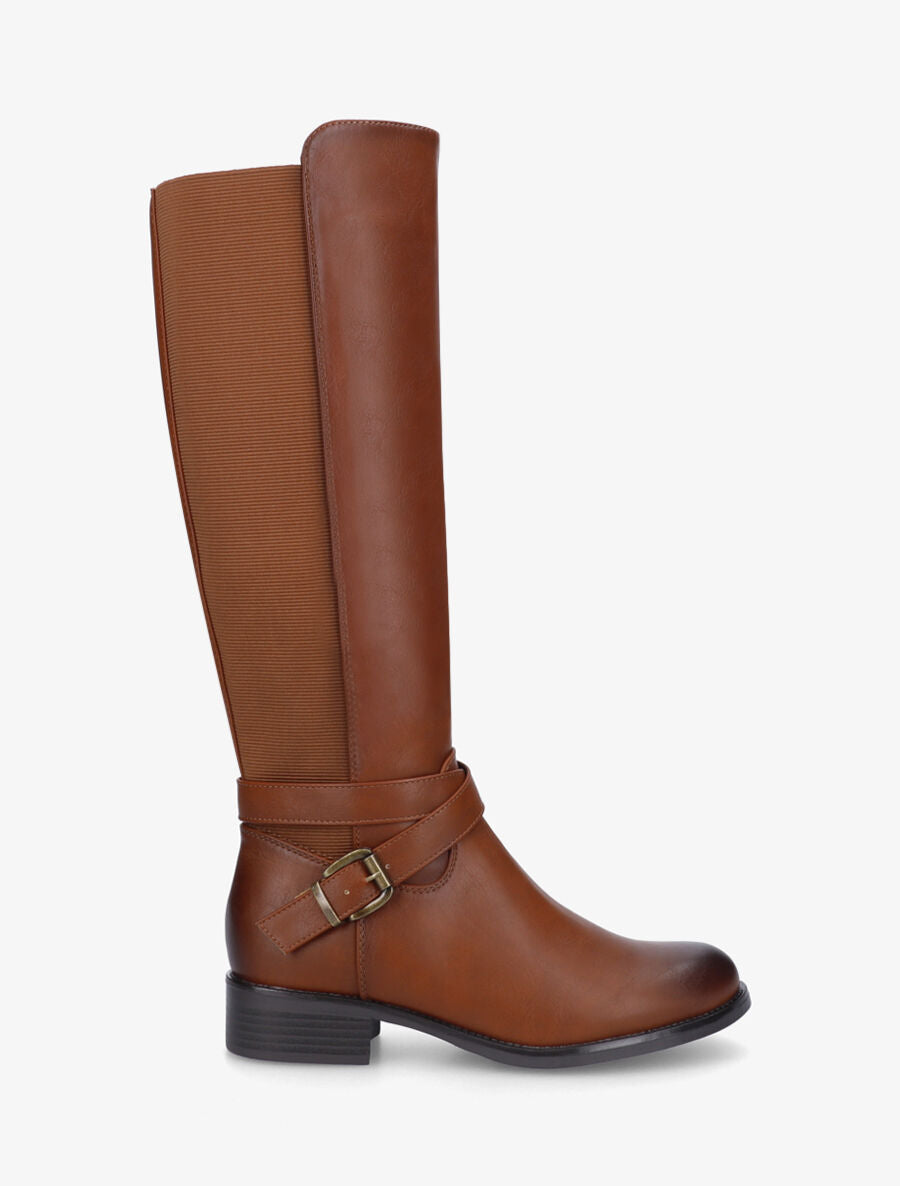 Bottes unies élastiquées - Camel - 1