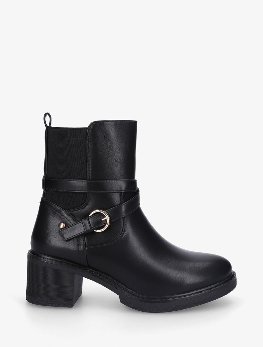 Bottines élastiquées à talon - Noir - 1