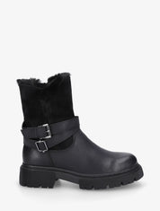 Bottines fourrées en suédine et simili - Noir - 1