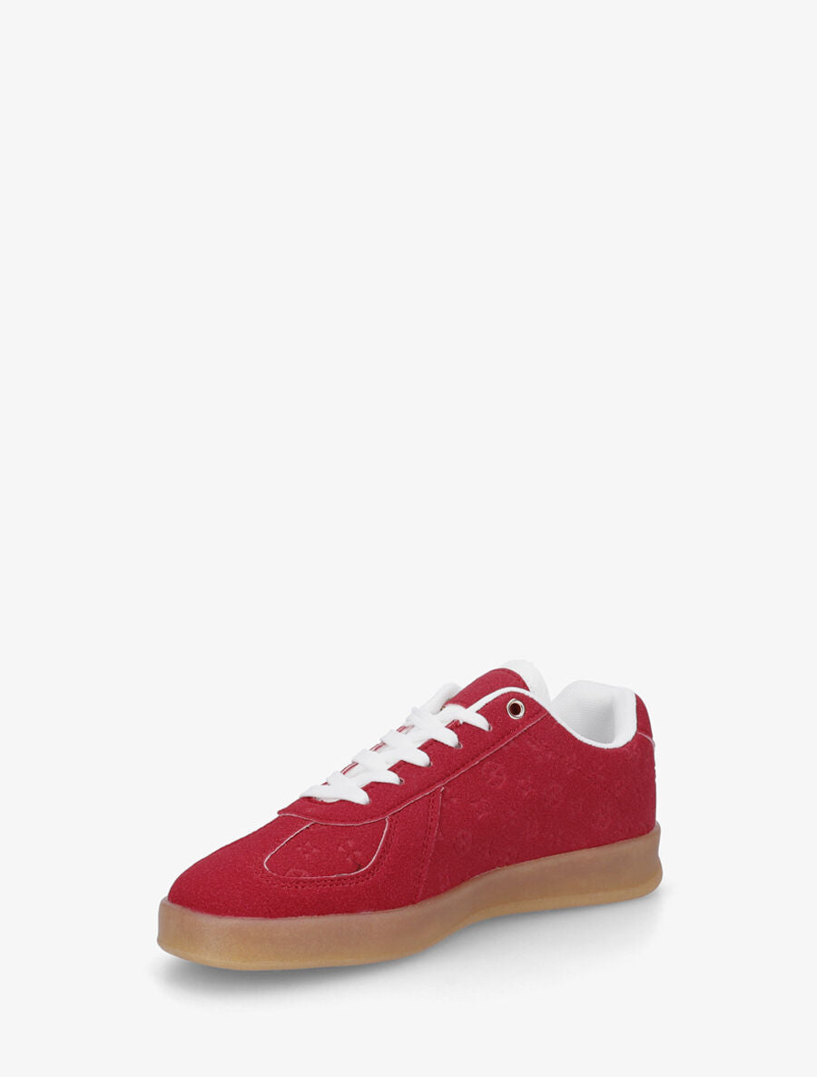 Sneakers effet nubuck à motif géométrique - Rouge - 3