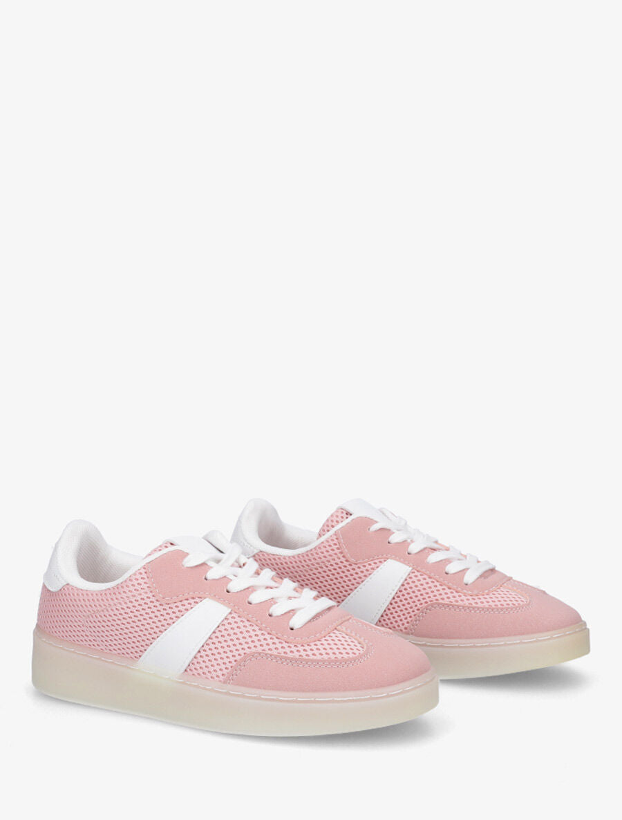 Sneakers en toile à semelle plate - Rose - 4