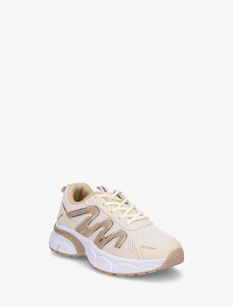 Baskets en simili et mesh - Beige - 2