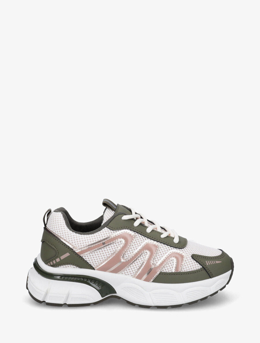 Baskets en simili et mesh - Kaki - 5