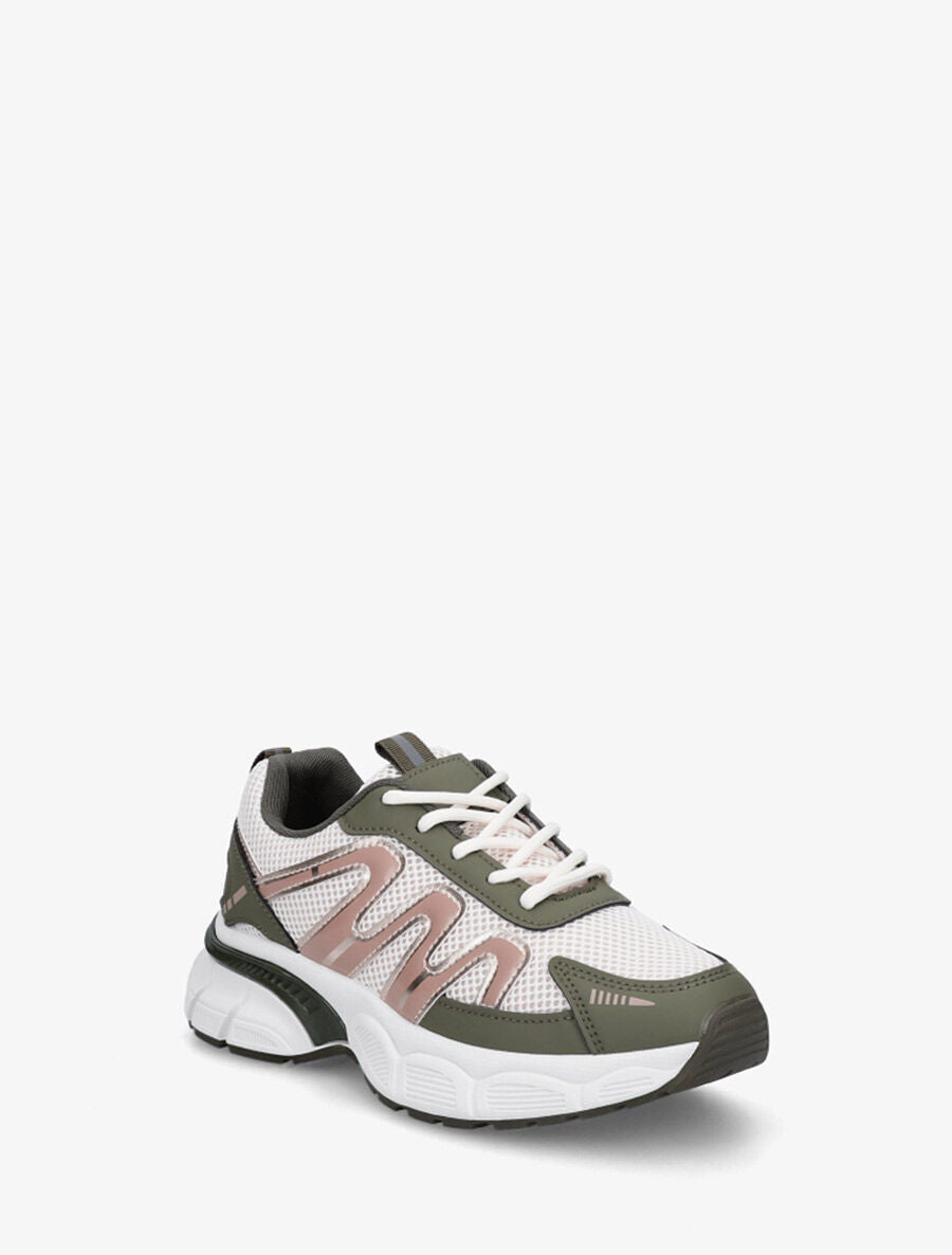 Baskets en simili et mesh - Kaki - 2