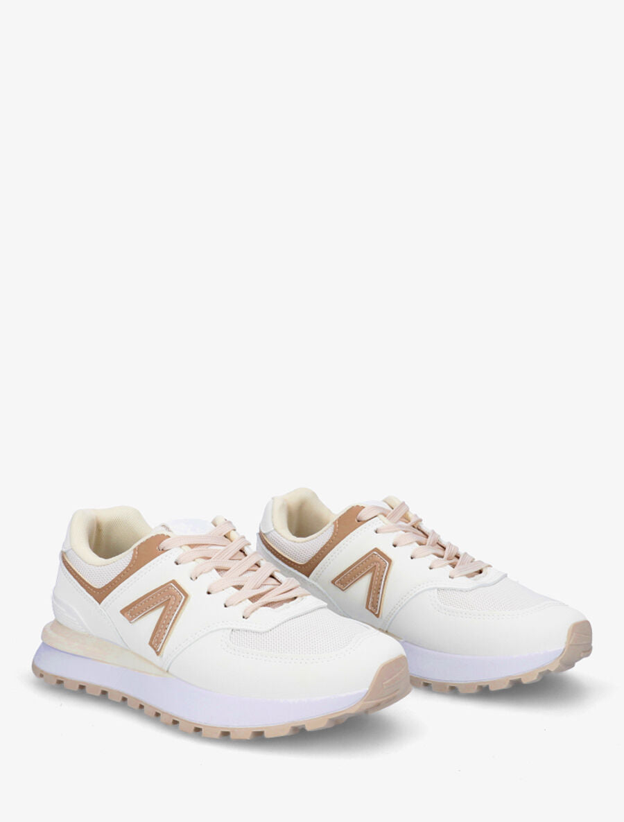 Sneakers classiques en simili - Beige - 4