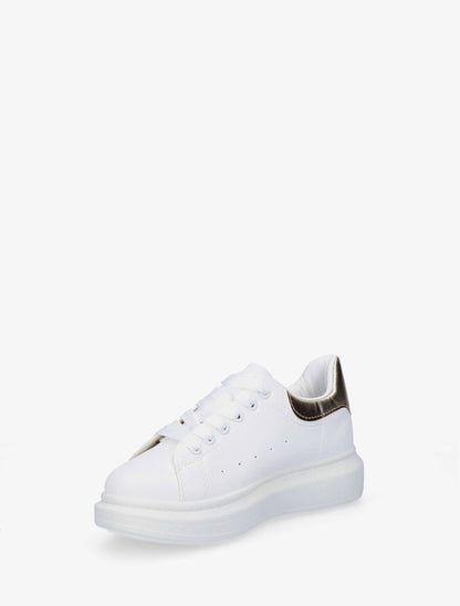 Sneakers classiques à contrefort nacré - Blanc/or - 3