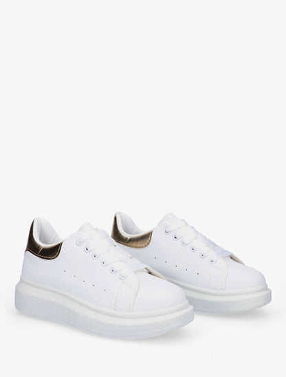 Sneakers classiques à contrefort nacré - Blanc/or - 4