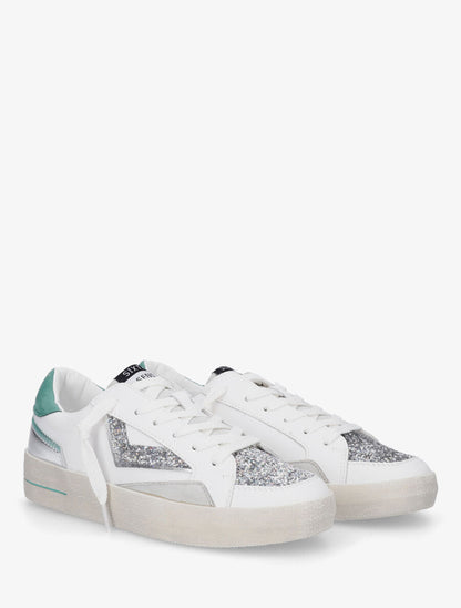 Sneakers en simili à détail pailleté - Argent - 4