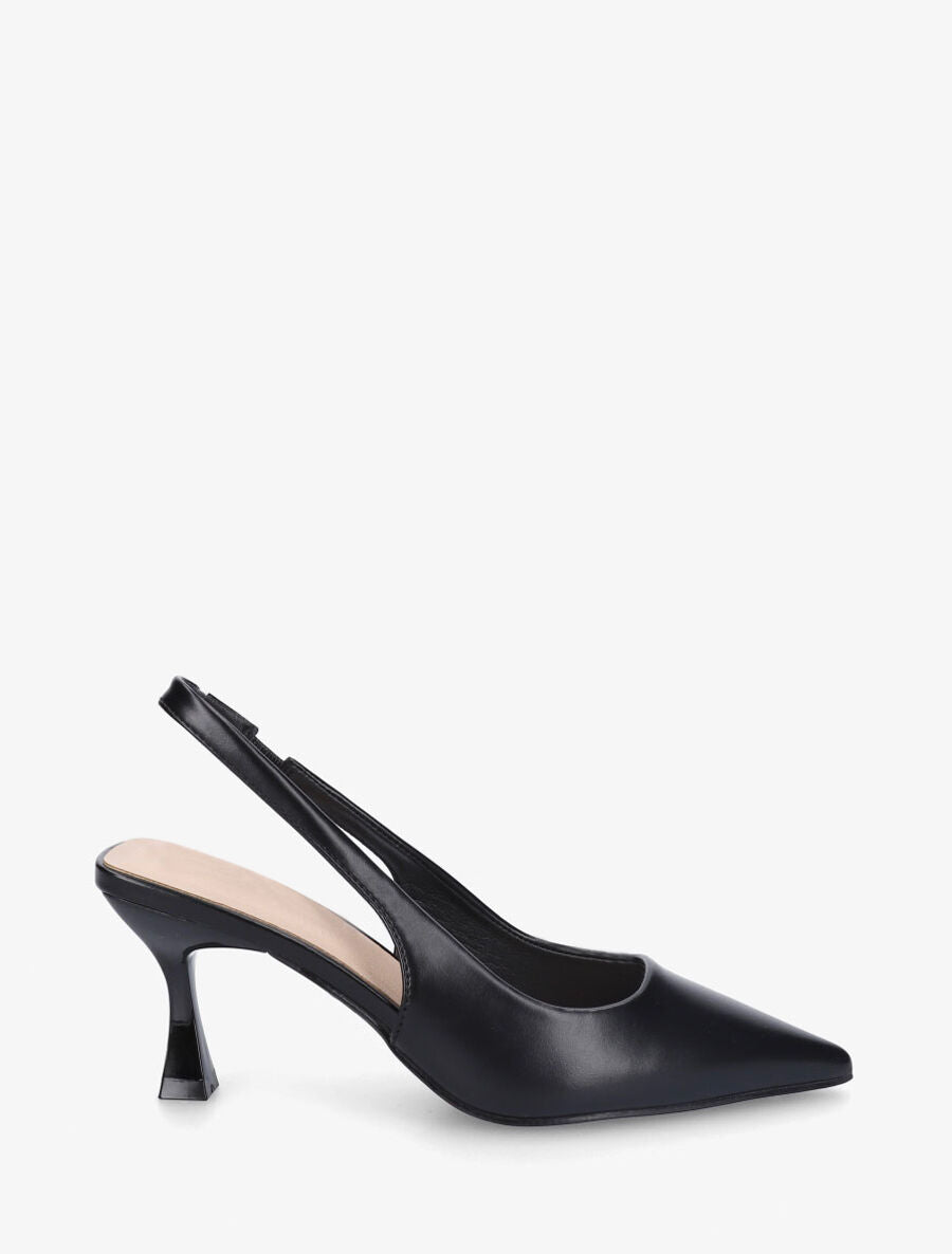 Escarpins bout pointu et talon bobine - Noir - 1