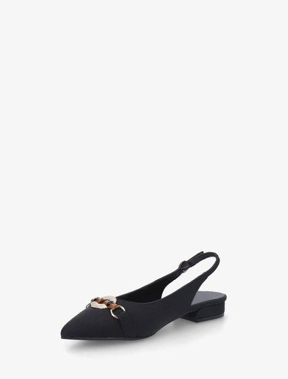 Ballerines ouvertes à boucle bijou - Noir - 3