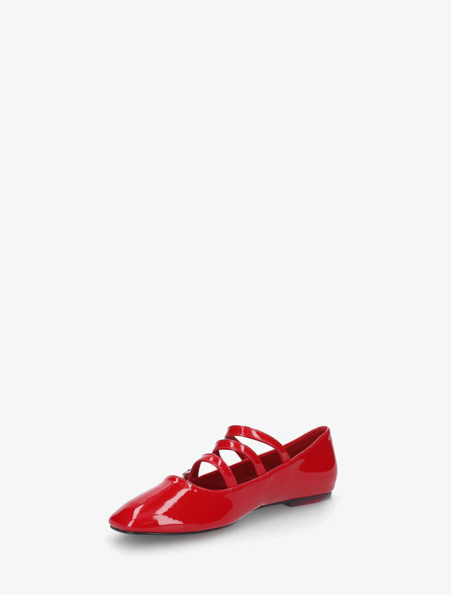 Ballerines vernies à 3 brides - Rouge - 3