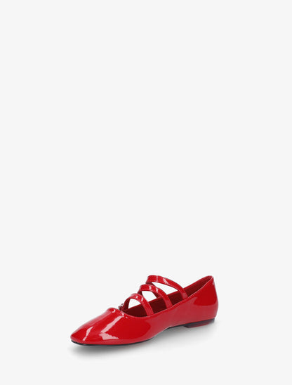 Ballerines vernies à 3 brides - Rouge - 3