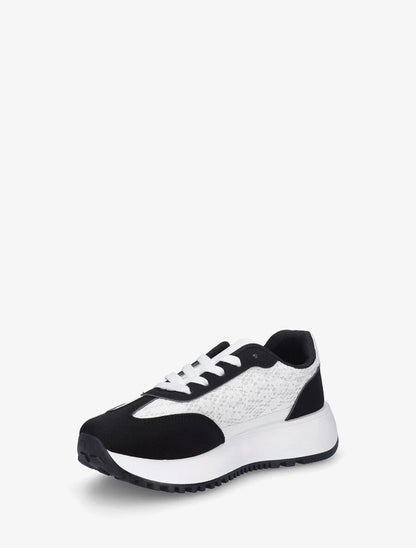Baskets en simili et dentelle - Noir - 3