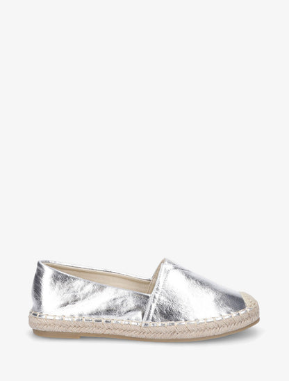 Espadrilles plates en simili nacré - Argent - 1
