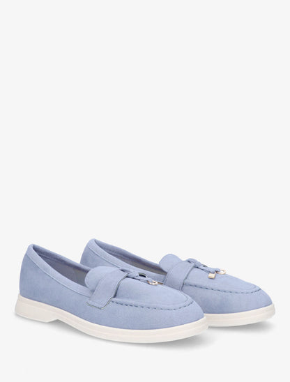Mocassins plates en suédine - Bleu ciel - 4