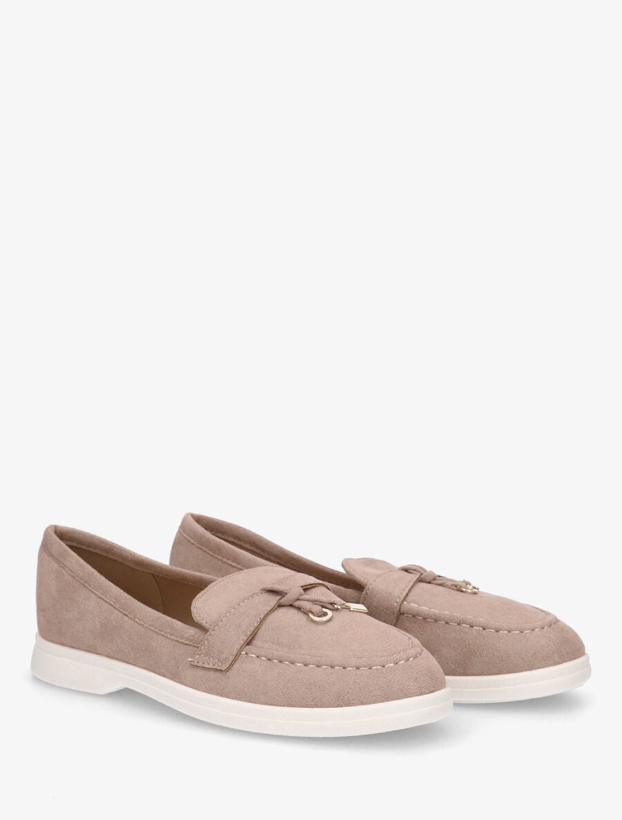 Mocassins plates en suédine - Taupe - 4