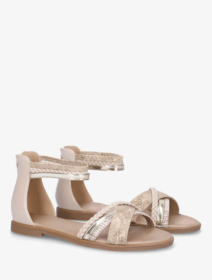 Sandales plates à brides fantaisies - Beige - 4