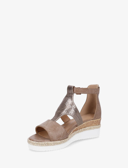 Sandales compensées à ganse irisée ajourée - Taupe - 3