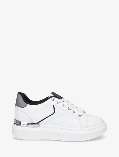 Sneakers à empiècement métallique - Blanc - 1
