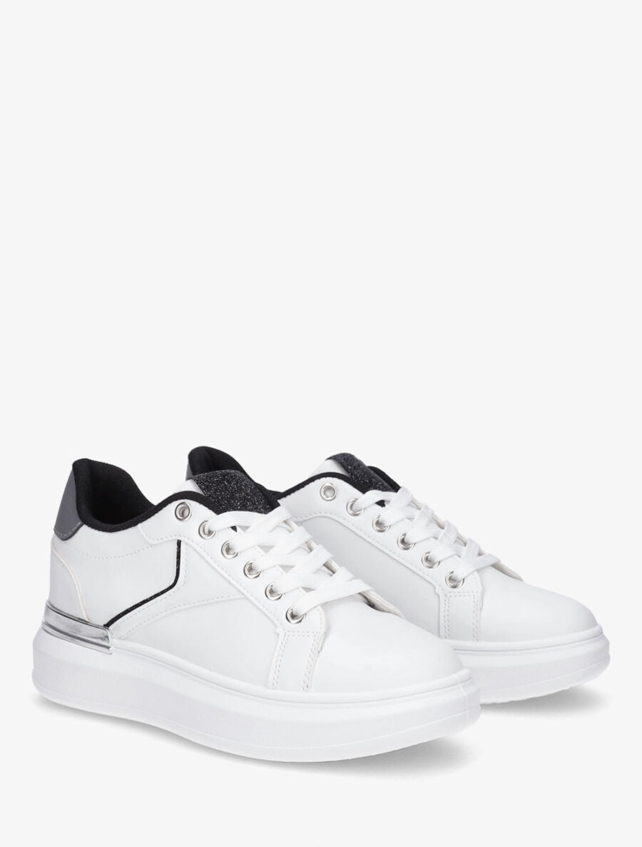 Sneakers à empiècement métallique - Blanc - 4