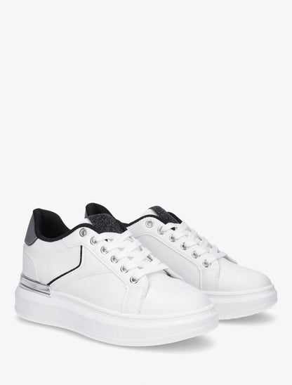 Sneakers à empiècement métallique - Blanc - 4