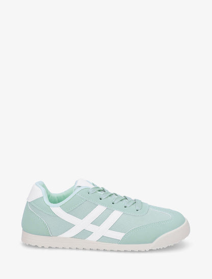 Sneakers plates à empiècement mesh - Vert d&