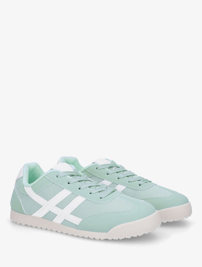 Sneakers plates à empiècement mesh - Vert d&