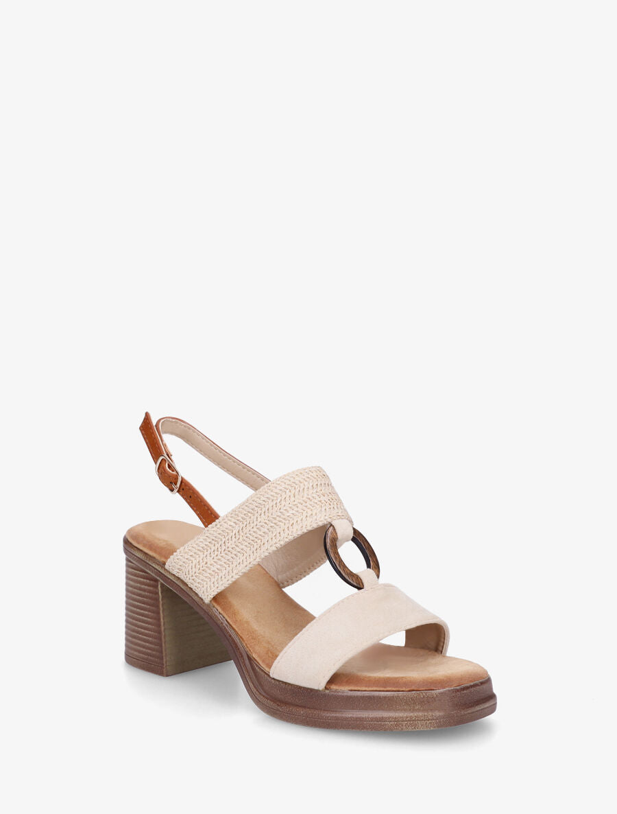 Sandales bimatière à talon - Beige - 2