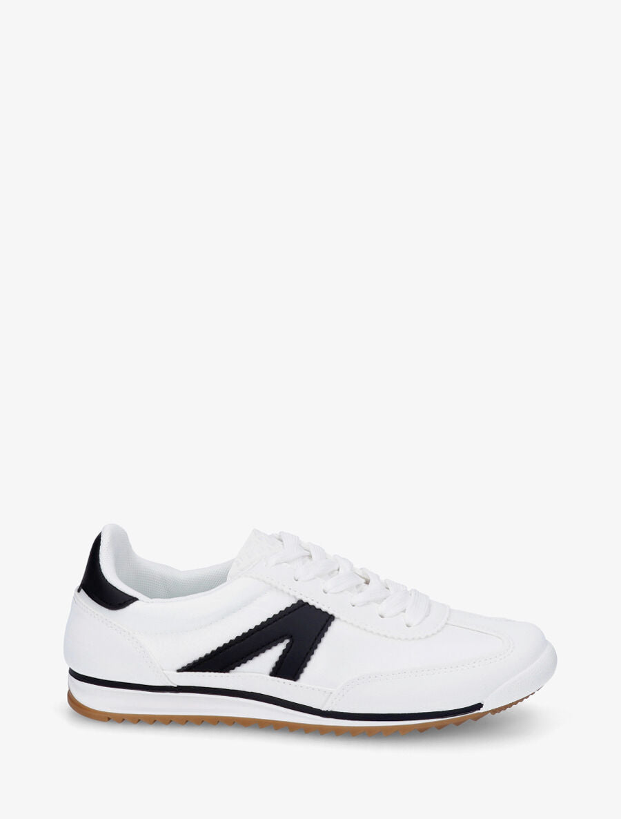 Sneakers en simili à languette texturée - Blanc - 5