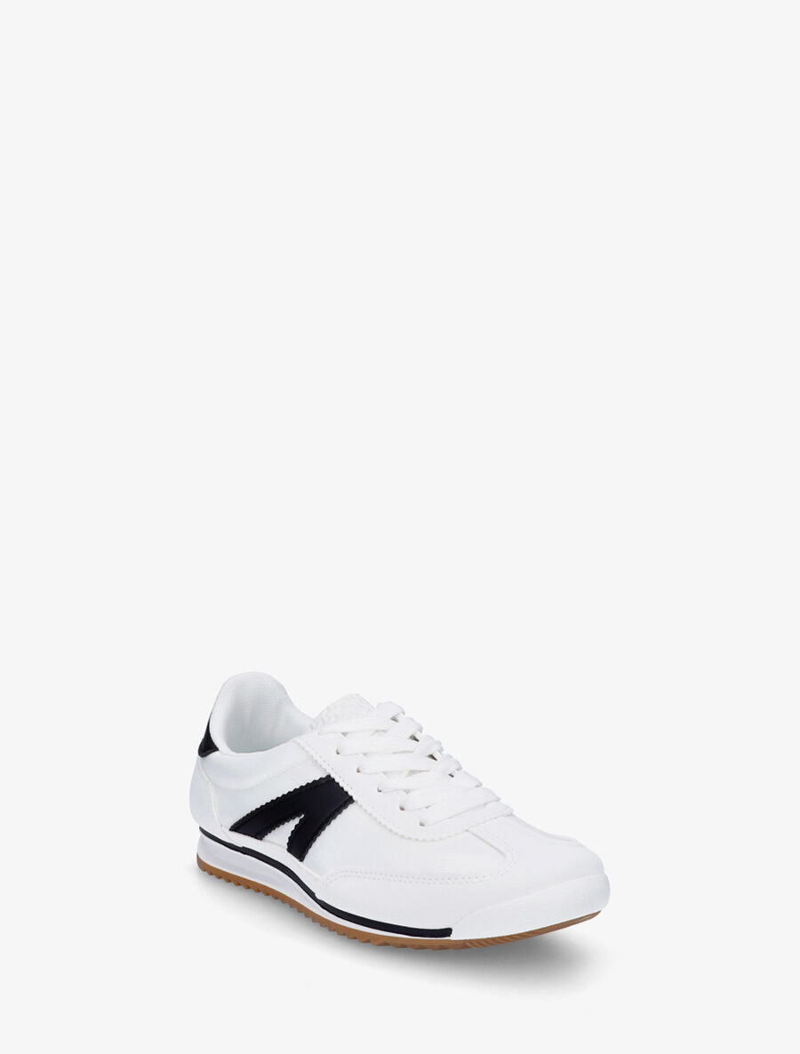 Sneakers en simili à languette texturée - Blanc - 2