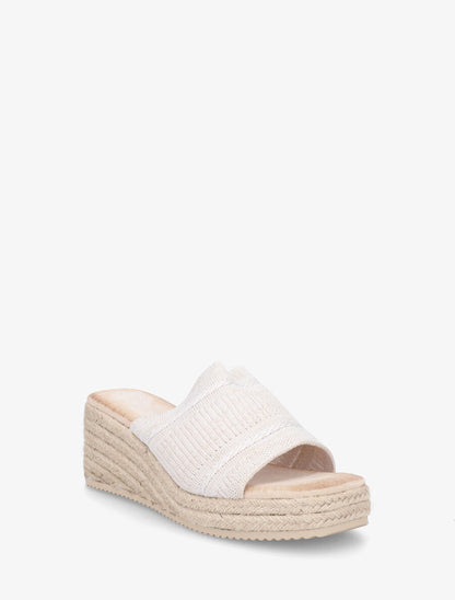 Mules compensées en raphia tressé - Beige - 2