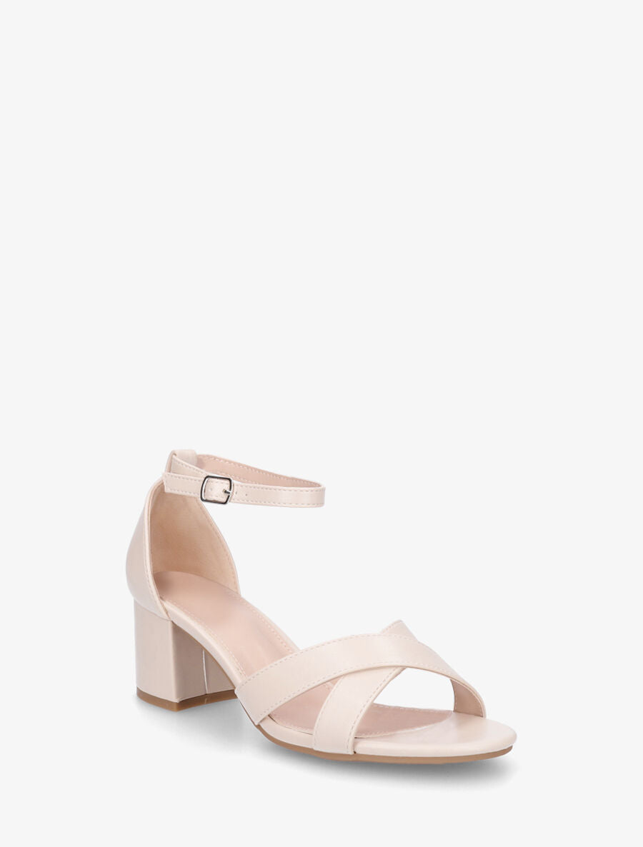 Sandales en simili à brides croisées - Beige - 2