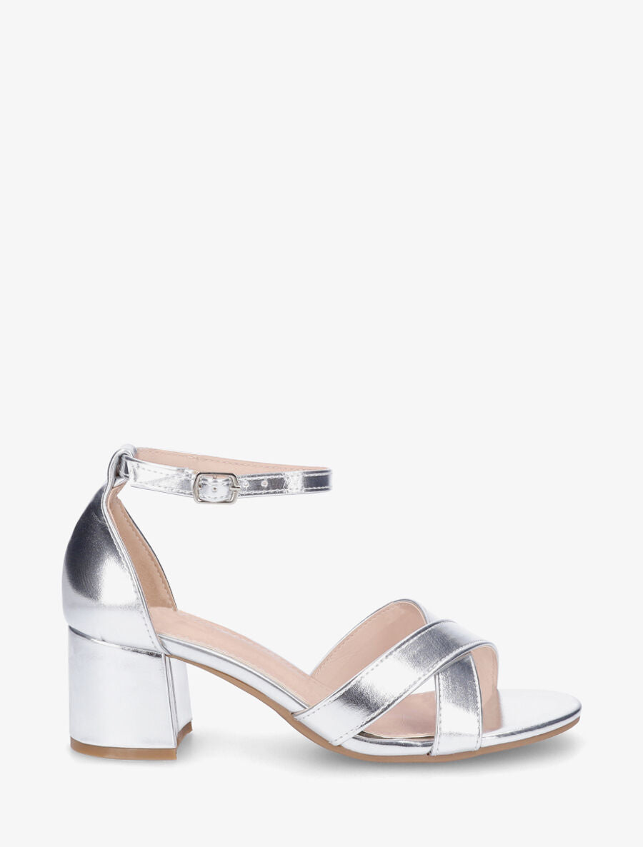 Sandales en simili à brides croisées - Argent - 5