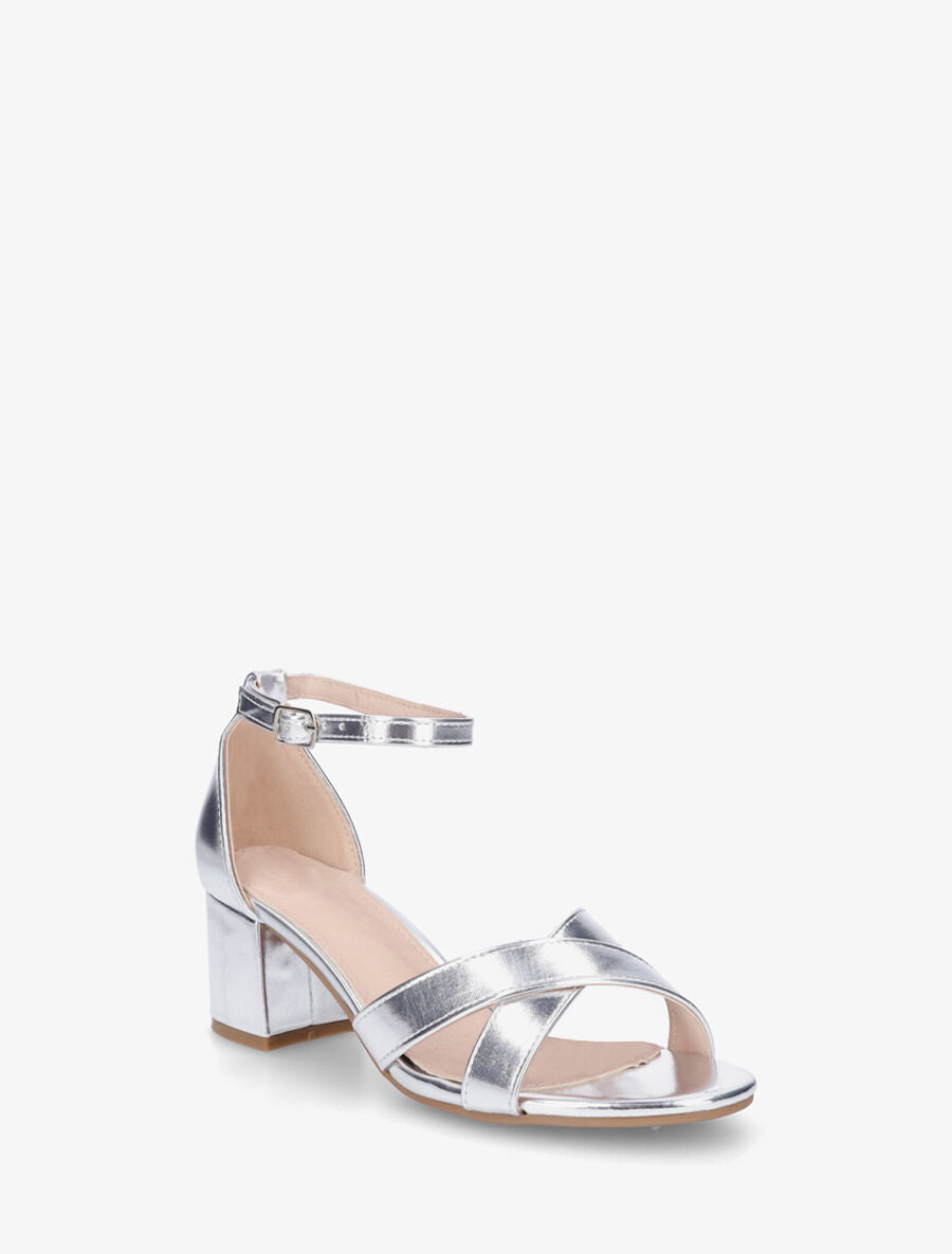 Sandales en simili à brides croisées - Argent - 2