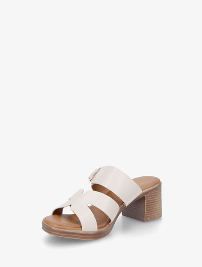 Mules à talon en simili - Beige - 3