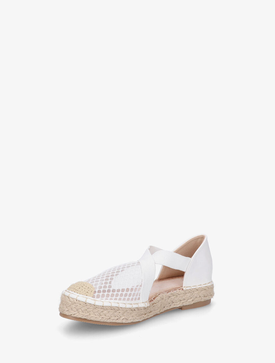 Espadrilles élastiquées effet mesh - Blanc - 3