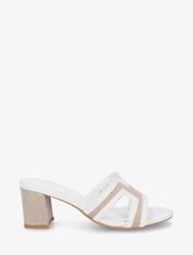 Mules en simili à motif damier - Blanc - 1