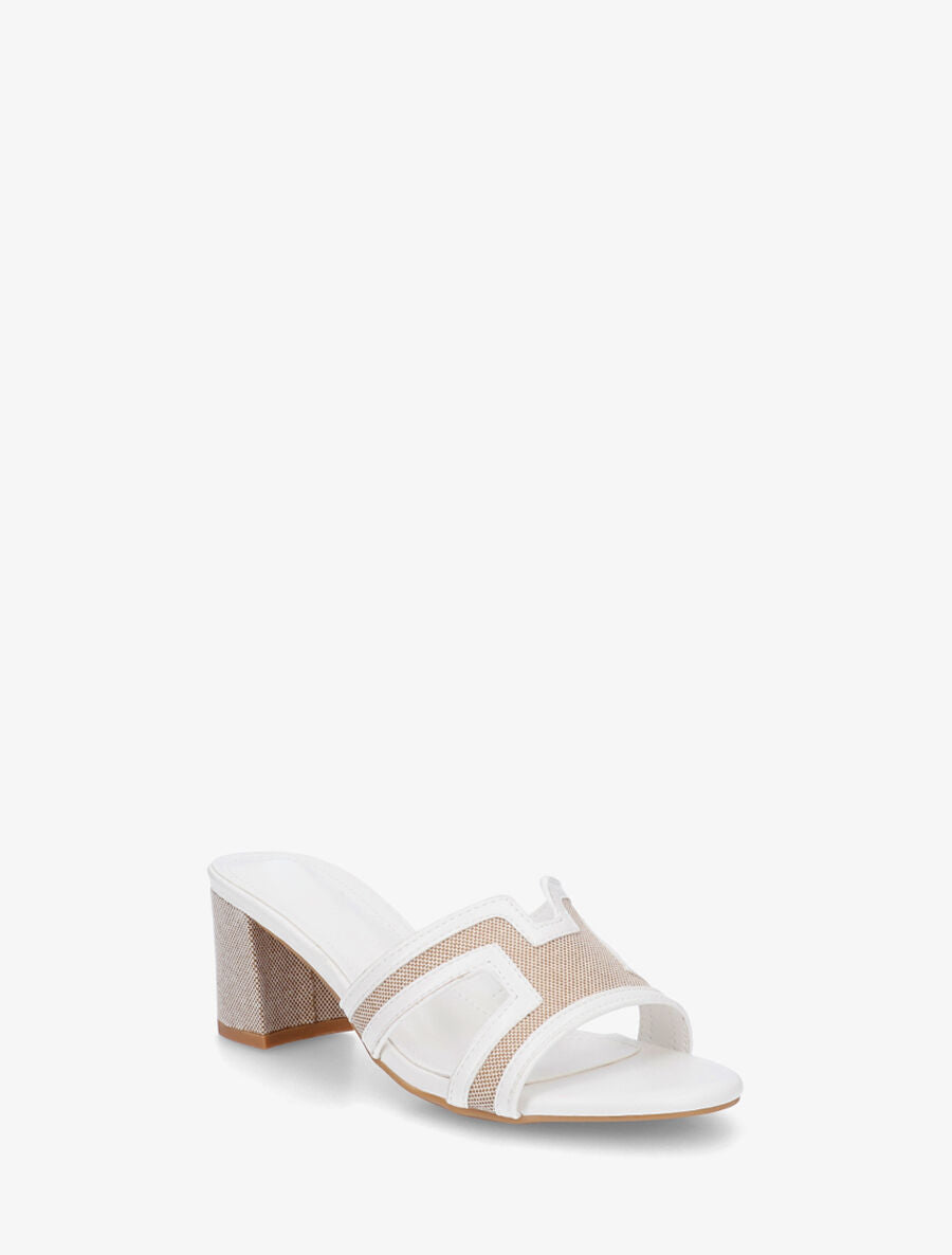 Mules en simili à motif damier - Blanc - 2
