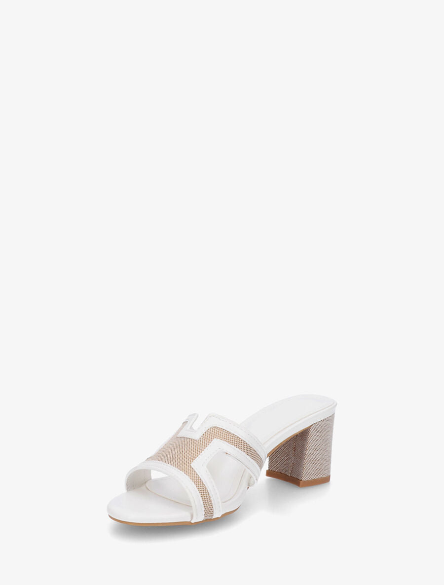 Mules en simili à motif damier - Blanc - 3