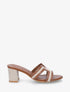 Mules en simili à motif damier - Camel - 1