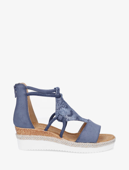 Geprinte parelmoer python sleehakken sandalen - Marine
