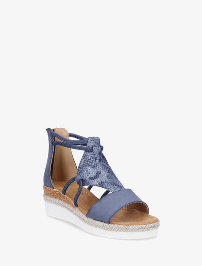 Geprinte parelmoer python sleehakken sandalen - Marine