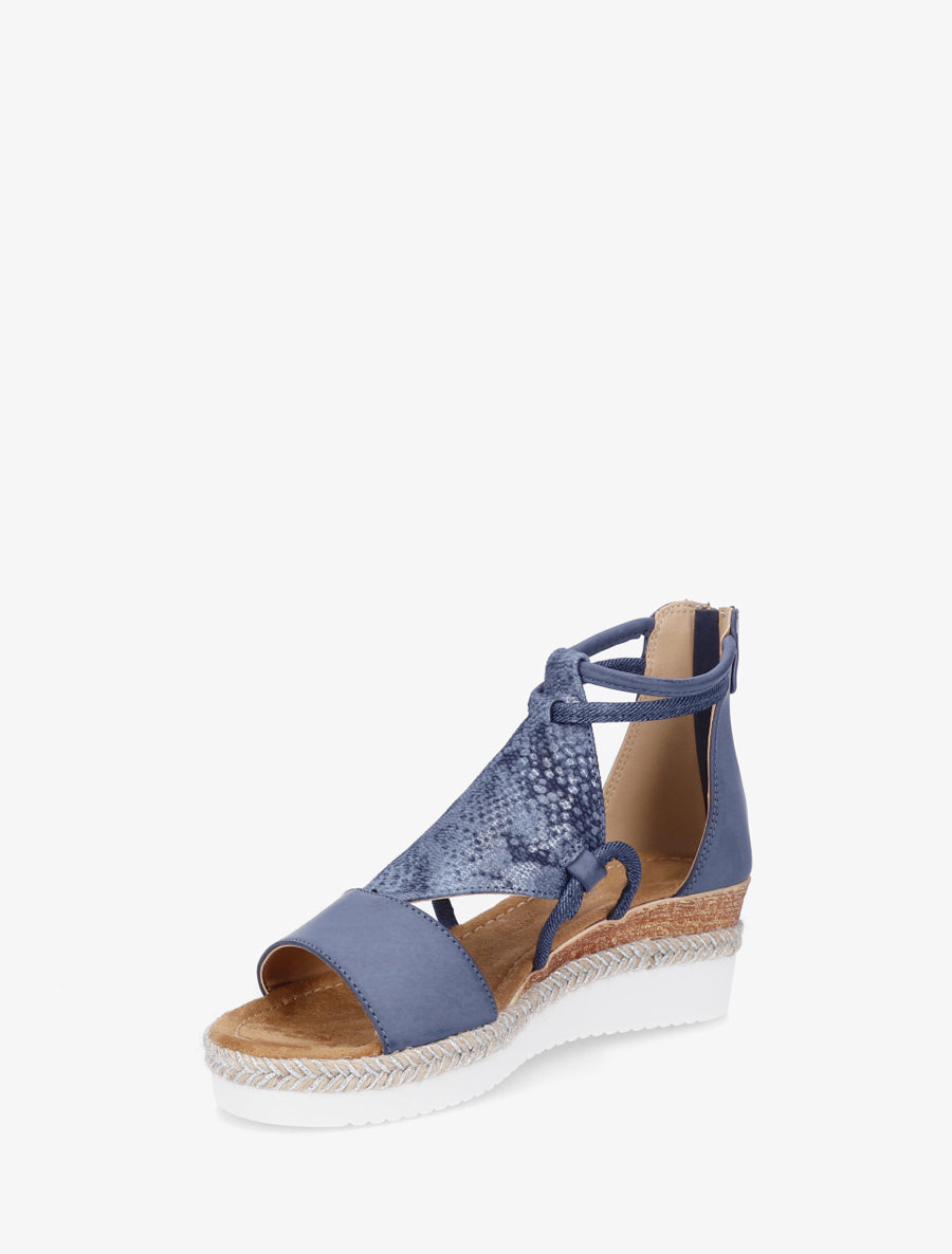 Geprinte parelmoer python sleehakken sandalen - Marine