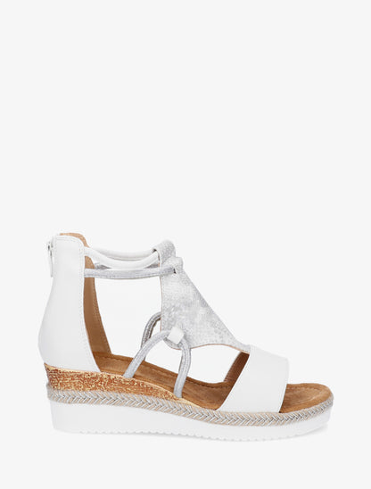 Geprinte parelmoer python sleehakken sandalen - Wit