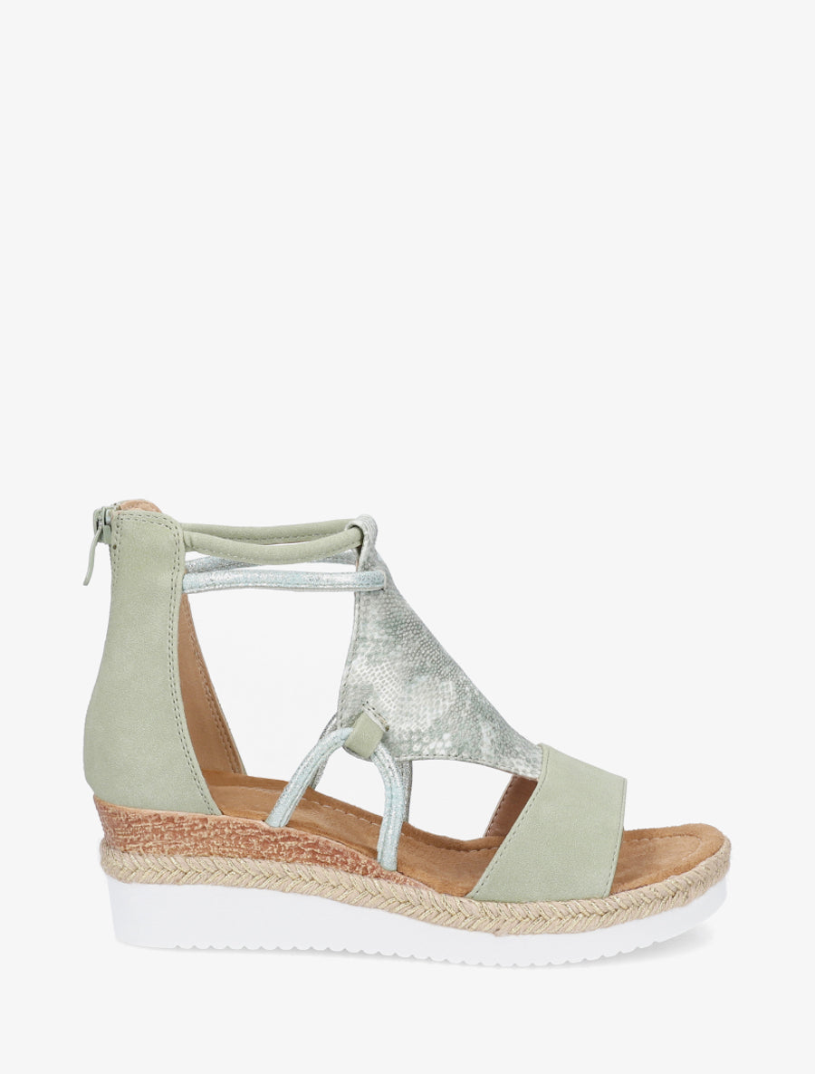 Geprinte parelmoer python sleehakken sandalen - Watergroen