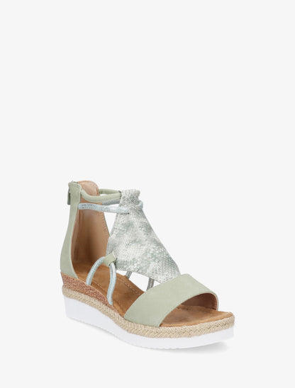 Geprinte parelmoer python sleehakken sandalen - Watergroen